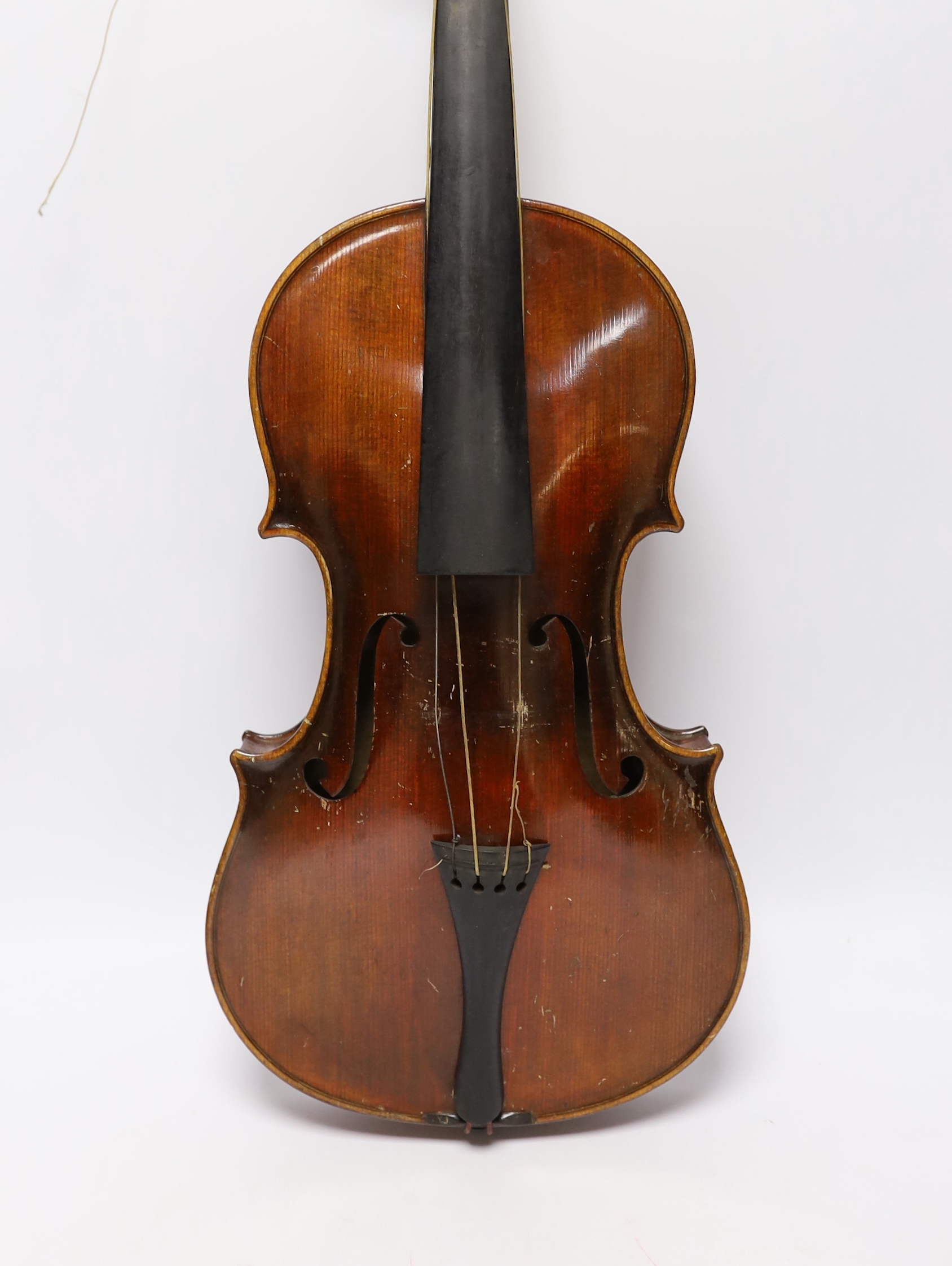 A cased early 20th century German violin